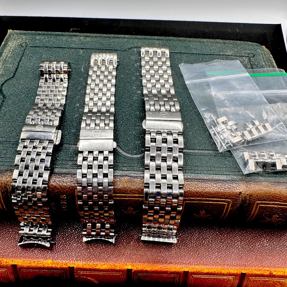 Lot of 3 Michele stainless steel Watch Bands (+ links)